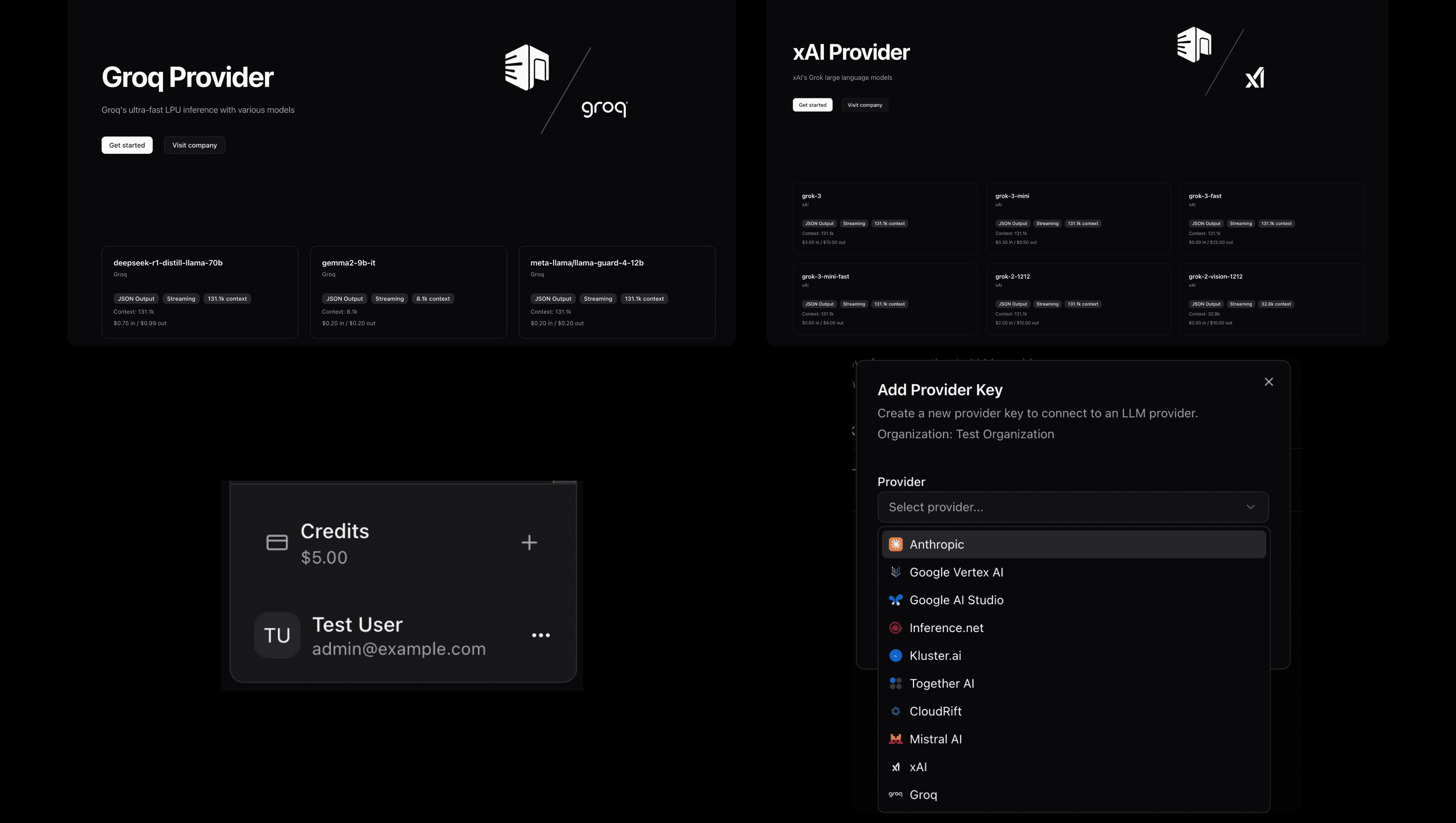 Updated dashboard showing organization and project selection