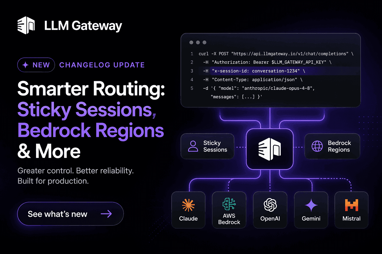 Smarter routing on LLM Gateway: sticky sessions, Bedrock regions and more