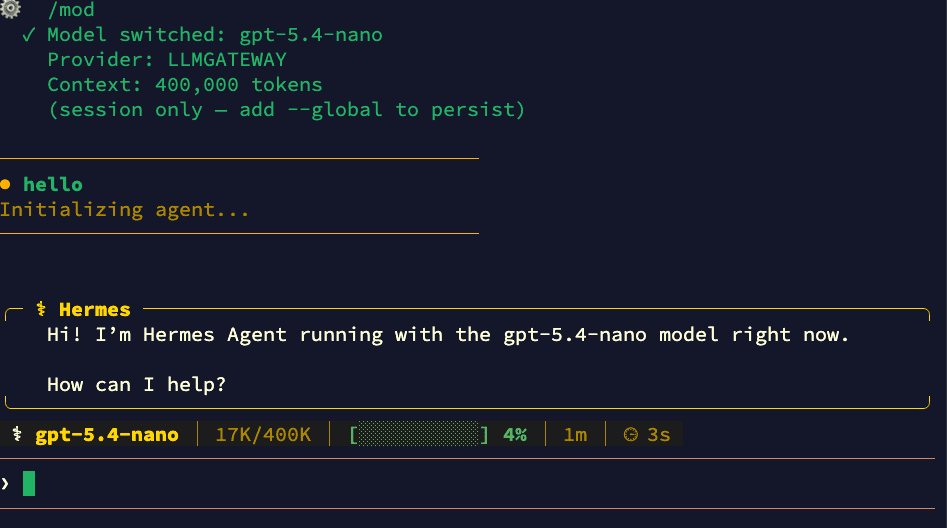 Switching to GPT-5.4-nano via LLM Gateway